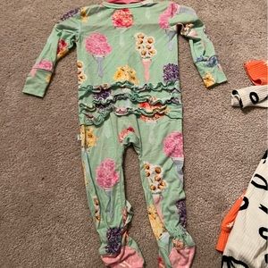 Posh Peanut teal floral onesie